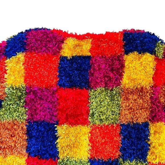 Michael Simon Vintage 90s Women’s Sz M Multicolor Shag Cardigan Sweater Whimsy - Picture 9 of 14